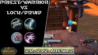 Priest/Warrior vs Lock/Druid | TBC Classic S1 | 2k+ 2v2 Arena | Lunyx