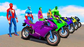 Team Avengers VS Justice League EXTREME Racing Super Motorbikes Cars Challenge on Rampa - GTA 5 mods