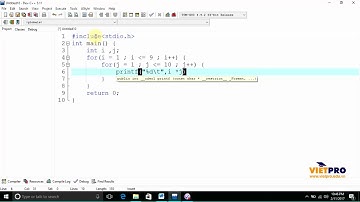 BÀI TẬP LẬP TRÌNH C 4.2 - CHƯƠNG TRÌNH IN RA BẢNG CỬU CHƯƠNG