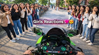 ZX10R Shocking Girls Reactions 😍 Cute Graphic Era College Girls Shocking Reactions 😍 Loud Exhaust