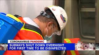 Subway trains disinfected during first-ever overnight shutdown in NYC