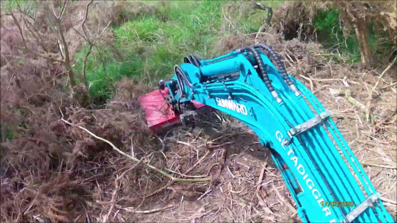 MIni Excavator Cutting Gorse YouTube