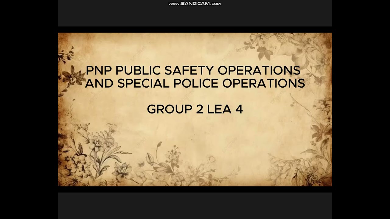 PNP PUBLIC SAFETY OPERATIONS AND SPECIAL POLICE OPERATIONS