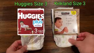 Product Review P0074 - Baby Diapers Size 3 - Huggies vs. Kirkland (Costco) Brand