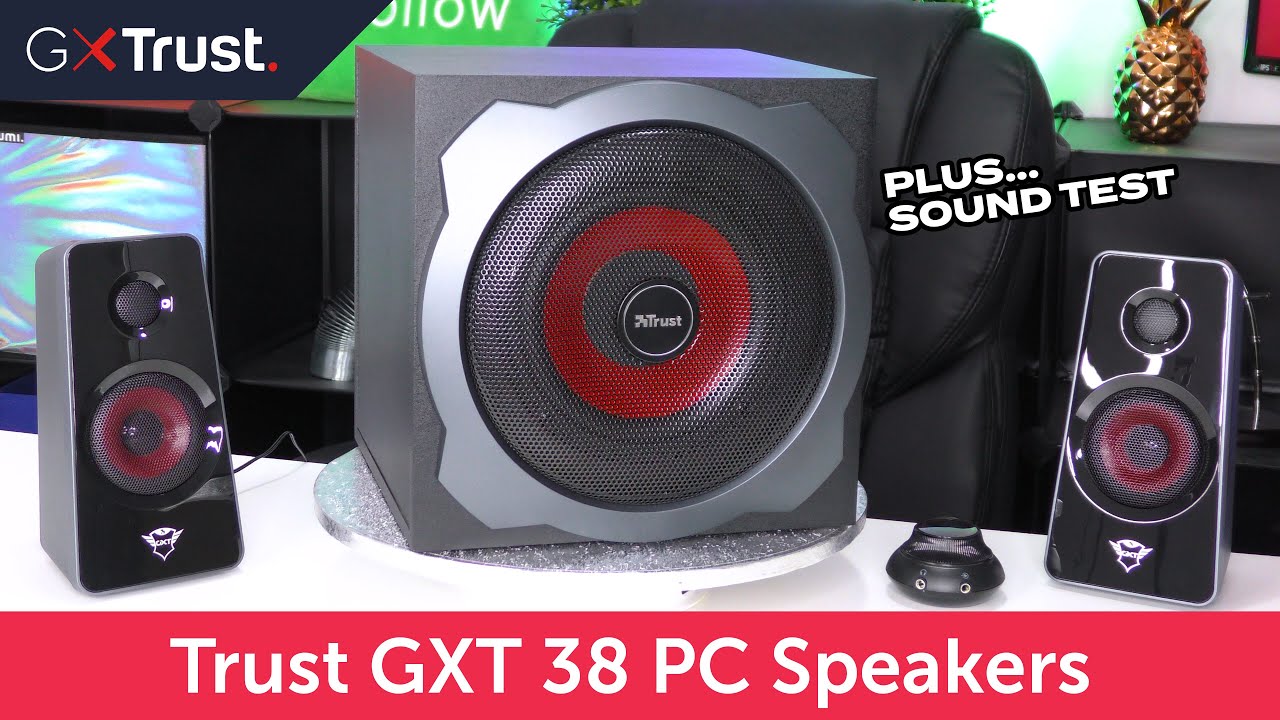 Trust Gaming GXT 38 Enceinte PC Gamer 2.1 avec Caisson de Basses, 120 W,  Gestion Intelligente de l’Alimentation, Contrôle du Volume Filaire, Speaker