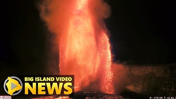 Double Lava Fountains Reach Record Heights At Kīlauea Volcano (October 18, 2025)