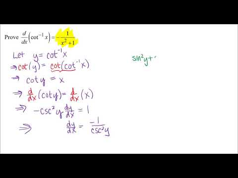 Prove Derivative of Inverse Cotangent