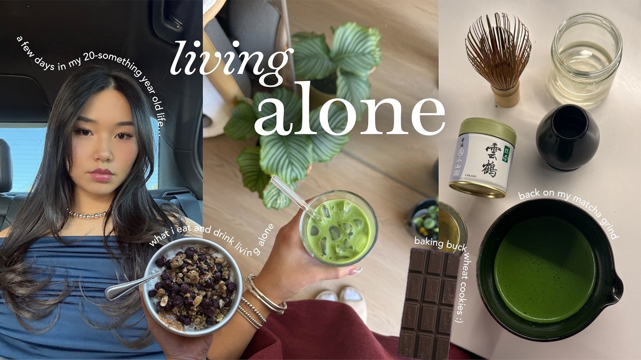 living alone in my 20s 🍵🧸 | trying new matcha, baking buckwheat cookies, working out & skincare