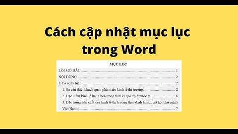 Cách cập nhật mục lục trong Word