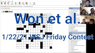 Won et al. solve "Endnotes"  ||  WSJ 1/22/21 Friday crossword contest