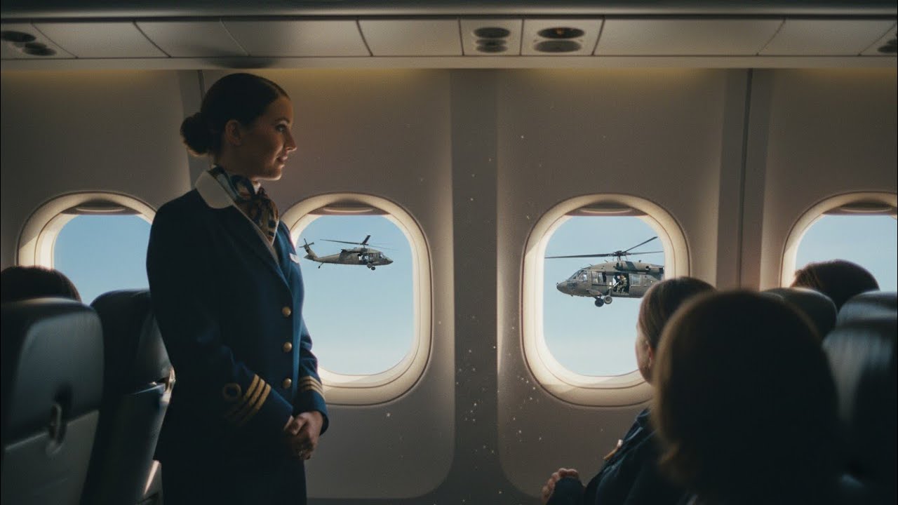They Thought She Was Just a Flight Attendant—Until the Black Hawk Hovered Beside the Plane
