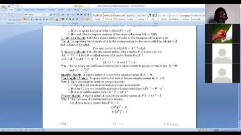 Linear Algebra And Regression Analysis | Introduction to Matrices Lecture 1 by Dr. M. Rajaiah