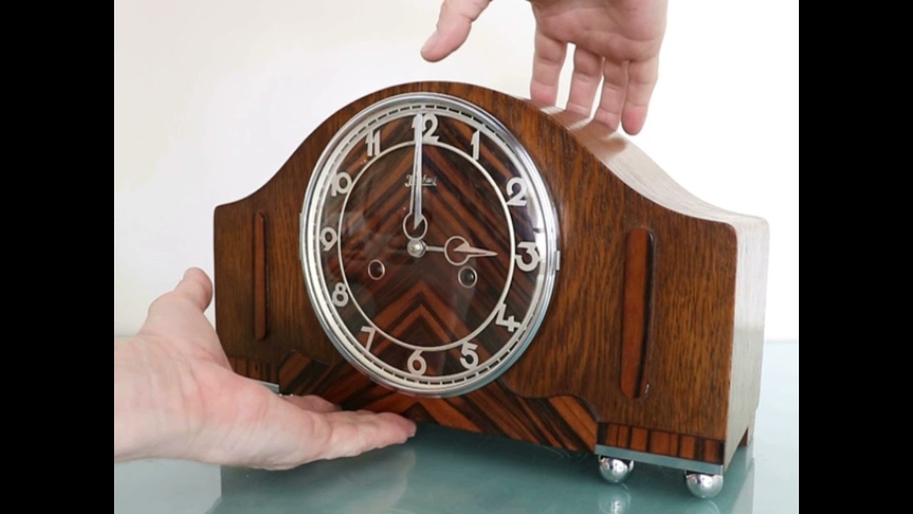 JUNGHANS Mantel TOP Clock Antique AMSTERDAM SCHOOL Chrome Features Chime Germany