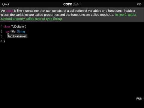 Learn Swift: Create a class object (Chapter 14 Lesson 1)