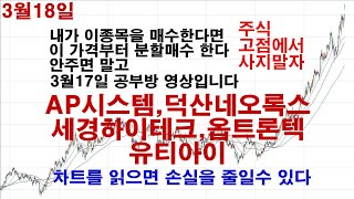 AP시스템,덕산네오록스,세경하이테크,옵트론텍,유티아이 3월17일 공부방 영상입니다