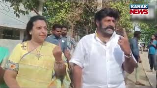 Hindupur TDP MLA Candidate Balakrishna, Along With Wife Casts Vote At A Polling Station In Hindupur