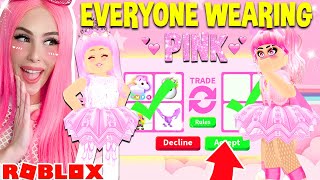 I GAVE EVERYONE WEARING PINK A FREE PET IN ADOPT ME... Roblox Adopt Me Trading