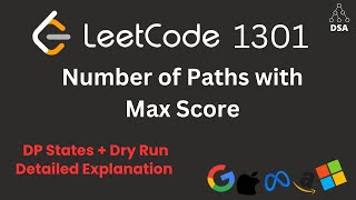 Number of Paths with Max Score 🔥 Leetcode 1301 | Recursion + DP