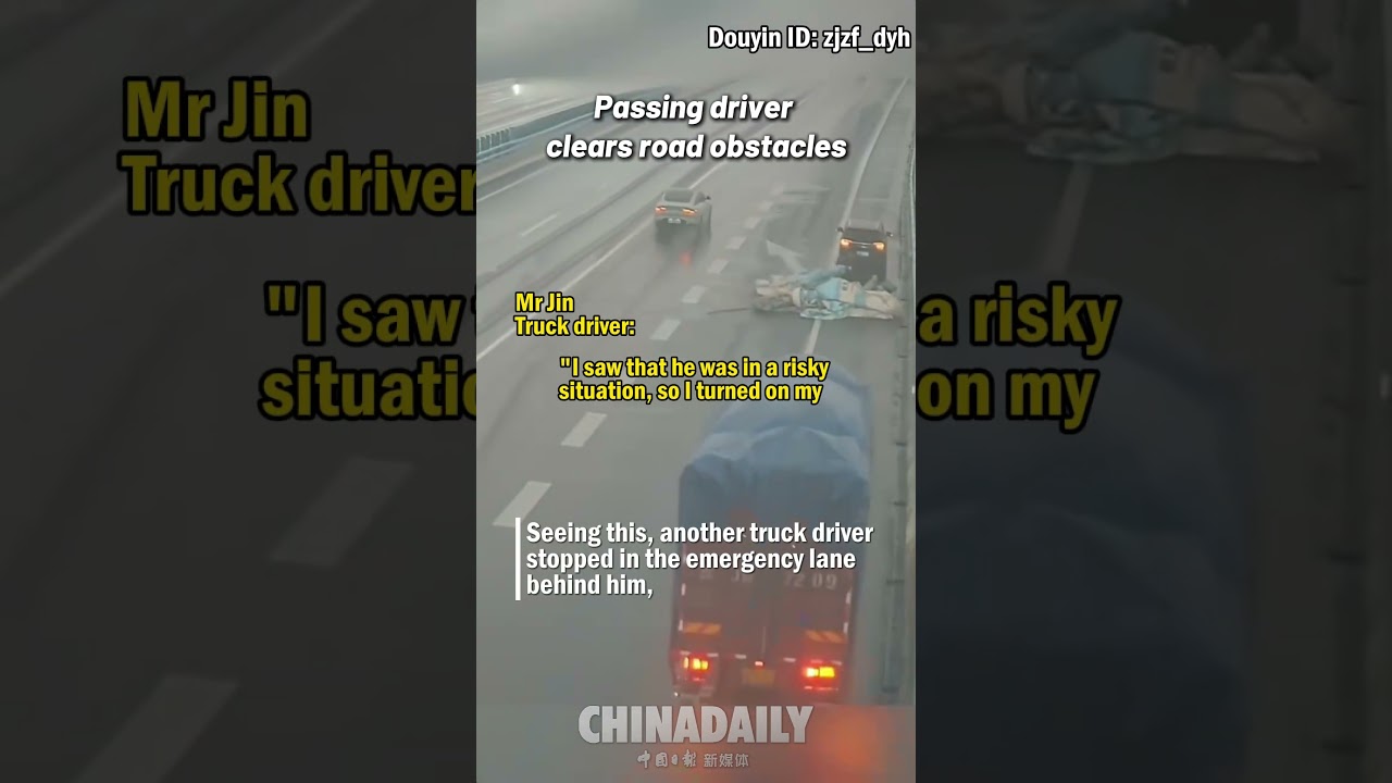 Passing driver clears road obstacles