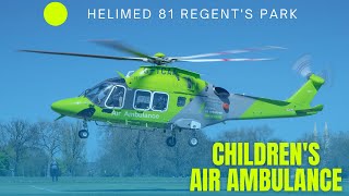 Children’s Air Ambulance Helicopter Agusta Westland AW169 Lifting from London's Regents Park