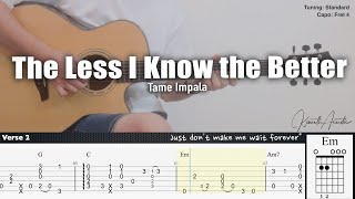 The Less I Know the Better - Tame Impala | Fingerstyle Guitar | TAB + Chords + Lyrics