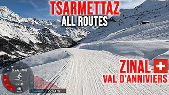 [4K] Skiing Zinal, Traversing Tsarmettaz - All Routes, Val d'Anniviers Switzerland, GoPro HERO13