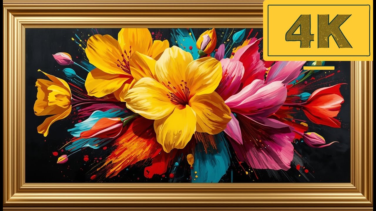 4K TV WALLPAPER Vibrant Colorful Flower Painting | Modern Floral Fine Art