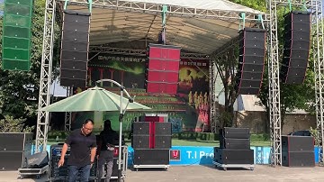 T.I Audio dual 15 inch line array testing for clients before loading