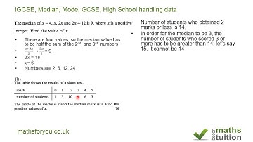 iGCSE, median, mode, GCSE, High School handling data