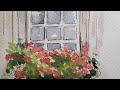 How to: Window with flowers in watercolor