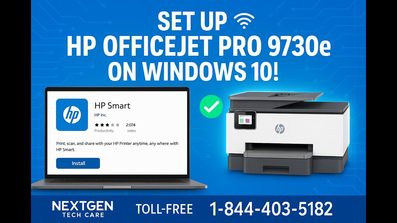 How to Setup HP OfficeJet Pro 9730e All-in-One Printer on Windows 10 ...