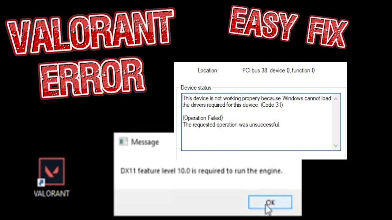 Easy Fix Valorant Vanguard Dx11 Feature Level 10 0 Is Required To Run The Engine How To Guide Demo Youtube