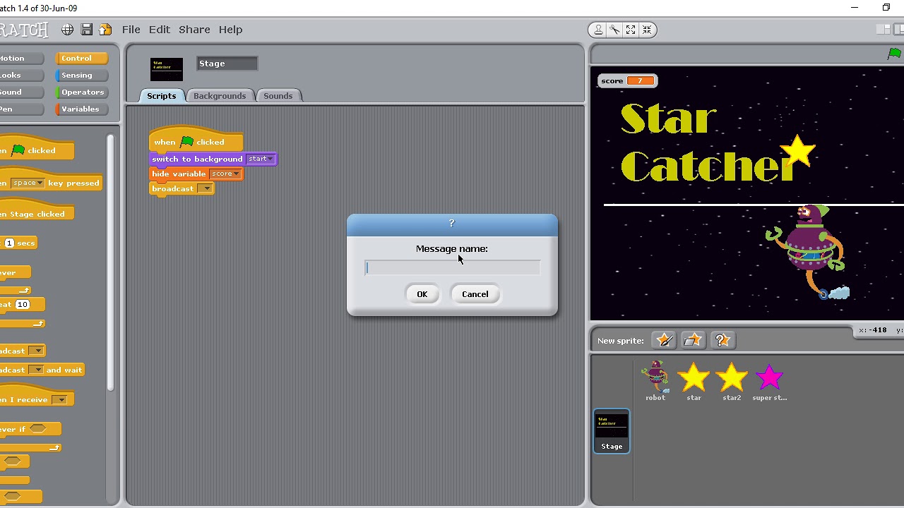 Star Catcher title page with code. Lesson 8 - YouTube