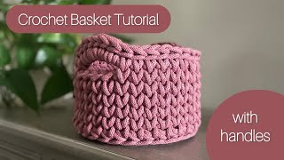 DIY Crochet Basket with Handles | Easy Tutorial Using 5mm Braided Cord & Wooden Base