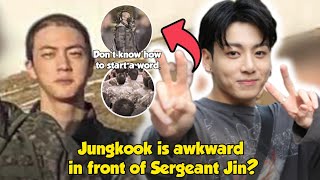 Proven! 'This' clip when Jungkook looks very 'awkward' meeting Sergeant Seokjin?!