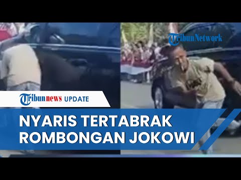 Video Detik-detik Pemuda Nyaris Tertabrak Mobil Rombongan Jokowi di Konawe, Berawal Ambil Kaos