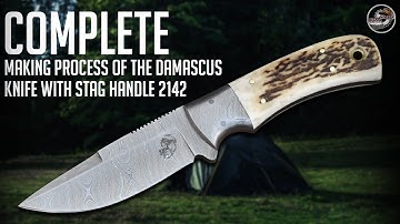 Complete Making Process of the Damascus Knife Model - 2142 with Stag Handle | Knives Ranch