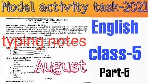 CLASS-5 MODEL ACTIVITY TASK / English /ইংরেজি/ Part -5 /পঞ্চম শ্রেণীর মডেল অ্যাক্টিভিটি টাস্ক/WBBSE
