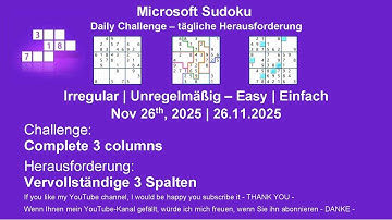 Sudoku Daily Challenges | Irregular – Easy | Nov 26th, 2025