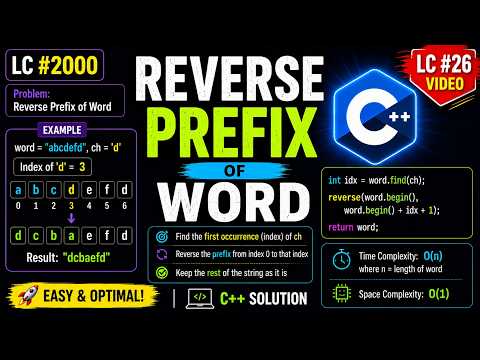 LeetCode 2000 | Reverse Prefix of Word | String Manipulation Explained | C++ Solution