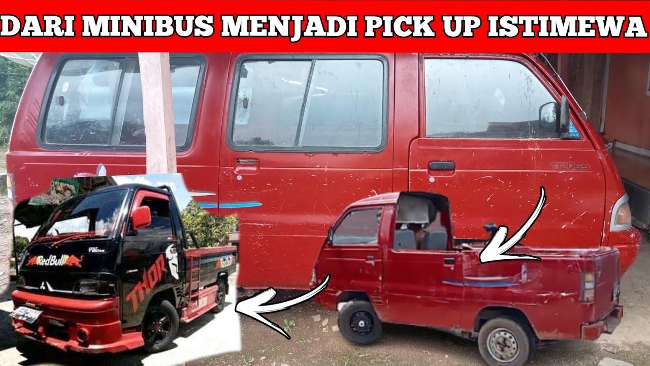proses pemotongan mobil minibus menjadi pick up