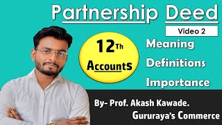 12th Accounts Chapter 1 Partnership Deed  Meaning, Definitions, Importance in English Video_2