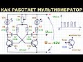 Как работает простая схема симметричного мультивибратора на транзисторах, описание принципа действия