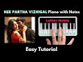 Nee partha vizhigal piano tutorial with notes  3  moonu  anirudh ravichander  2021