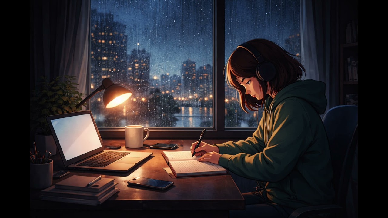 深夜の雨音Lo-fi BGM｜落ち着く夜の作業用音楽