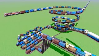 TRAIN VS SPIRAL FUNNEL LOOP & MULTIPLE BRIDGES😱Custom Track Challenge train simulator