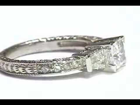 ES525 Princess Diamond Vintage Engagement Ring By MDC Diamonds New York 