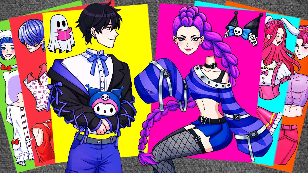 [💜paper diy💗] KPOP DEMON HUNTERS - RUMI and JINU Fall in Love KUROMI, MY MELODY | Sticker Book, ASMR