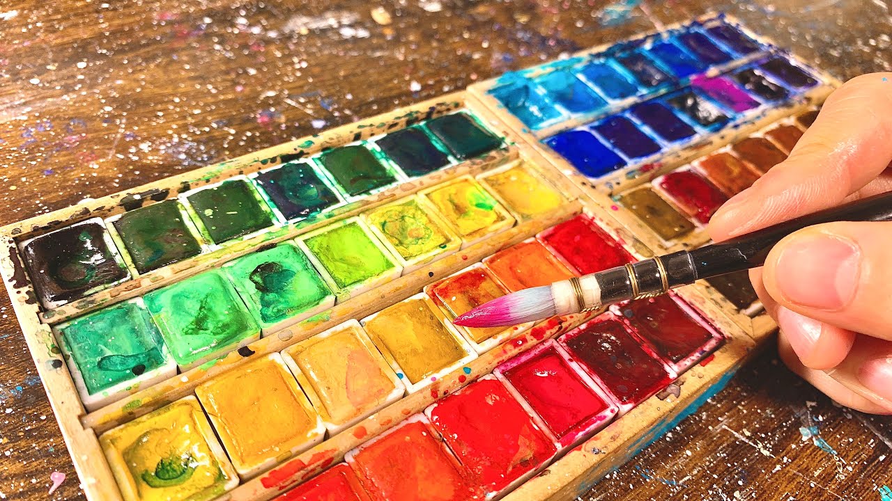 透明水彩の沼にハマる動画…🎨🫧