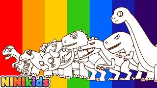 What color dinosaur am I? | Rainbow-Colored Dinosaur | Drawing | T-rex? Triceratops? | NINIkids screenshot 4